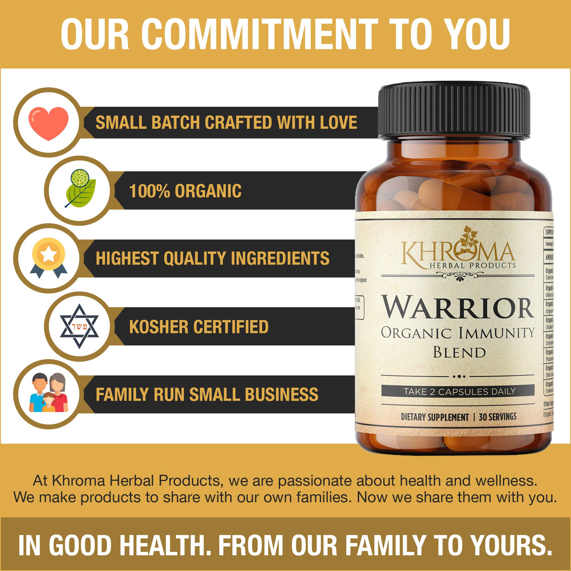 Warrior - organic immune system support bottle with herbal ingredients
