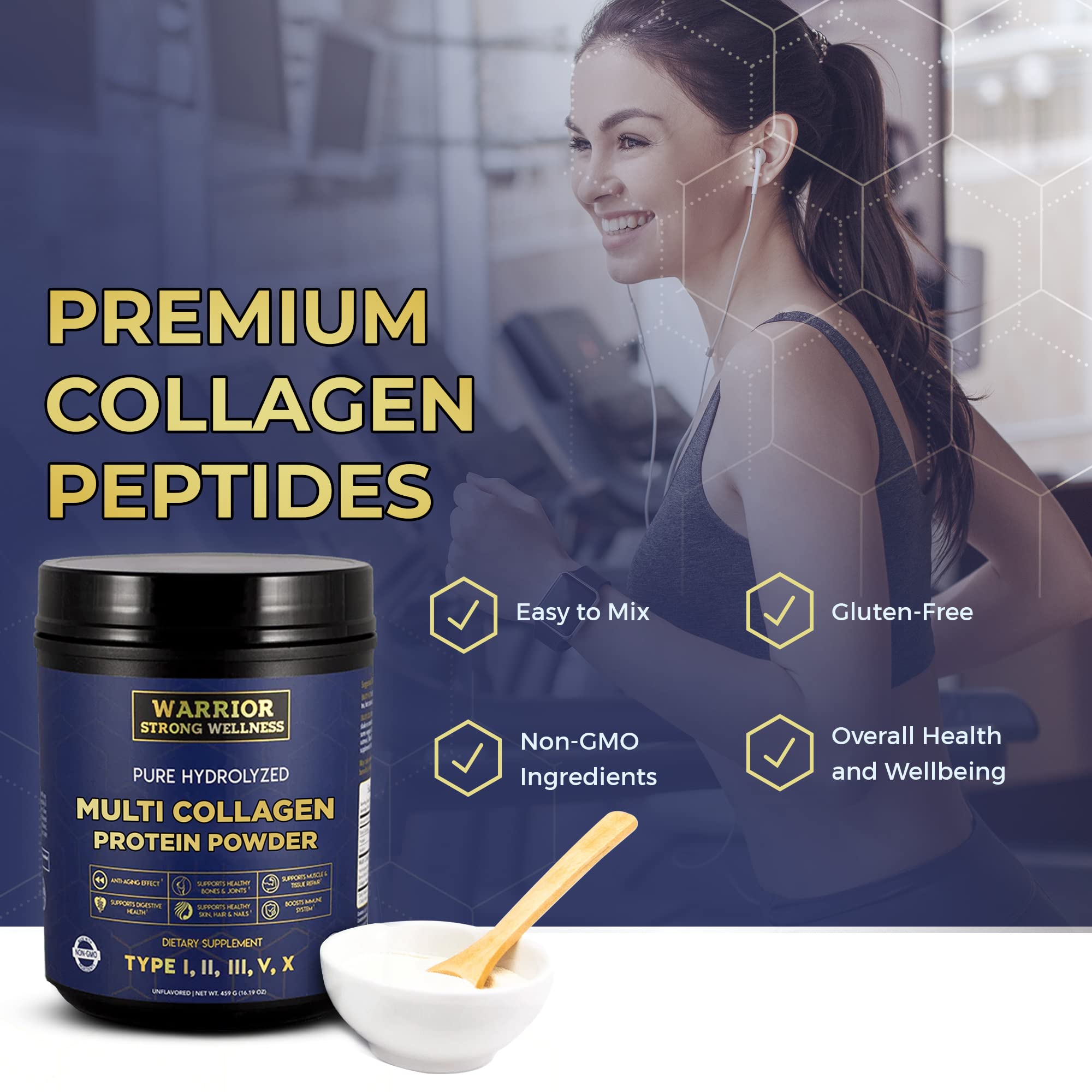 Close-up of hydrolyzed collagen peptides powder