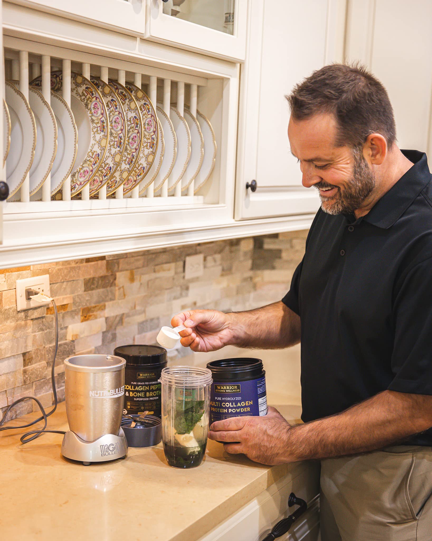 Unflavored collagen powder mixed into soups or stews