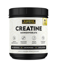 Container of Warrior Strong Wellness creatine monohydrate powder 1 lb