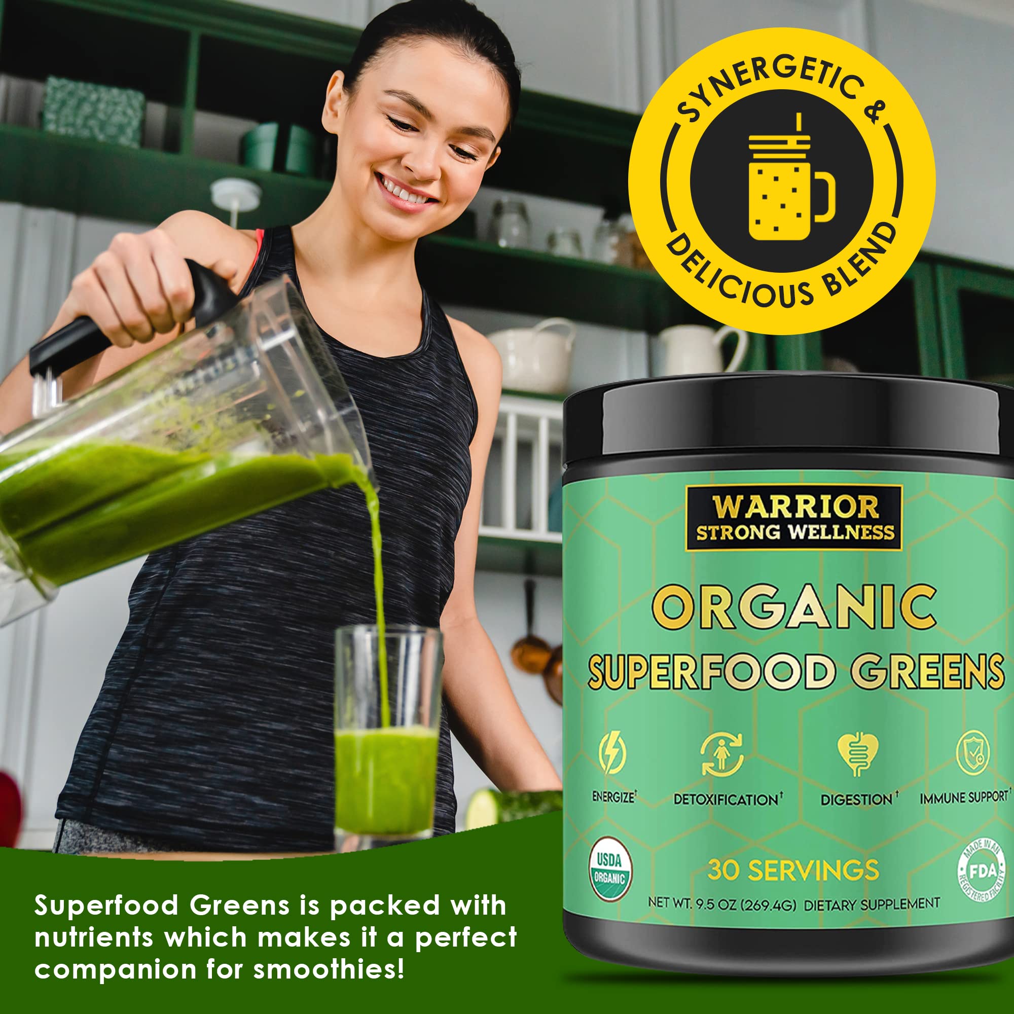 Container with 30 servings label