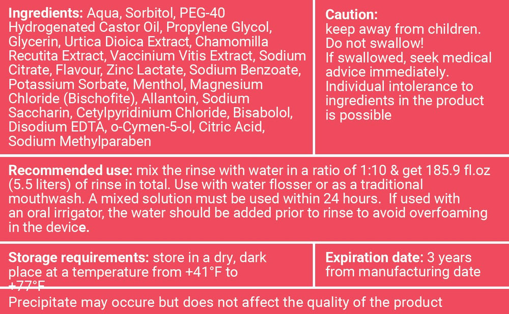 WATER DENT close up label with directions and ingredient callouts for safe mixing