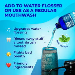 Water DENT rinse bottle and 1:10 dilution illustration