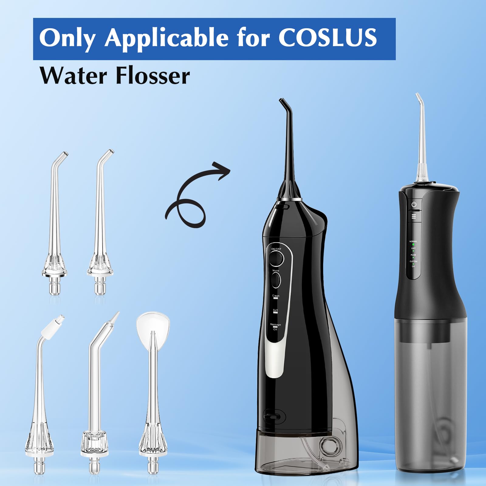 10-level adjustable water pressure display on flosser