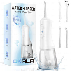 Water dental flosser with 300ml tank, cordless and IPX7 waterproof
