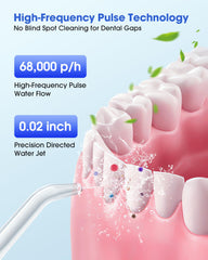 Close-up of dual-stream water pulse technology delivering 1400-1800 pulses per minute