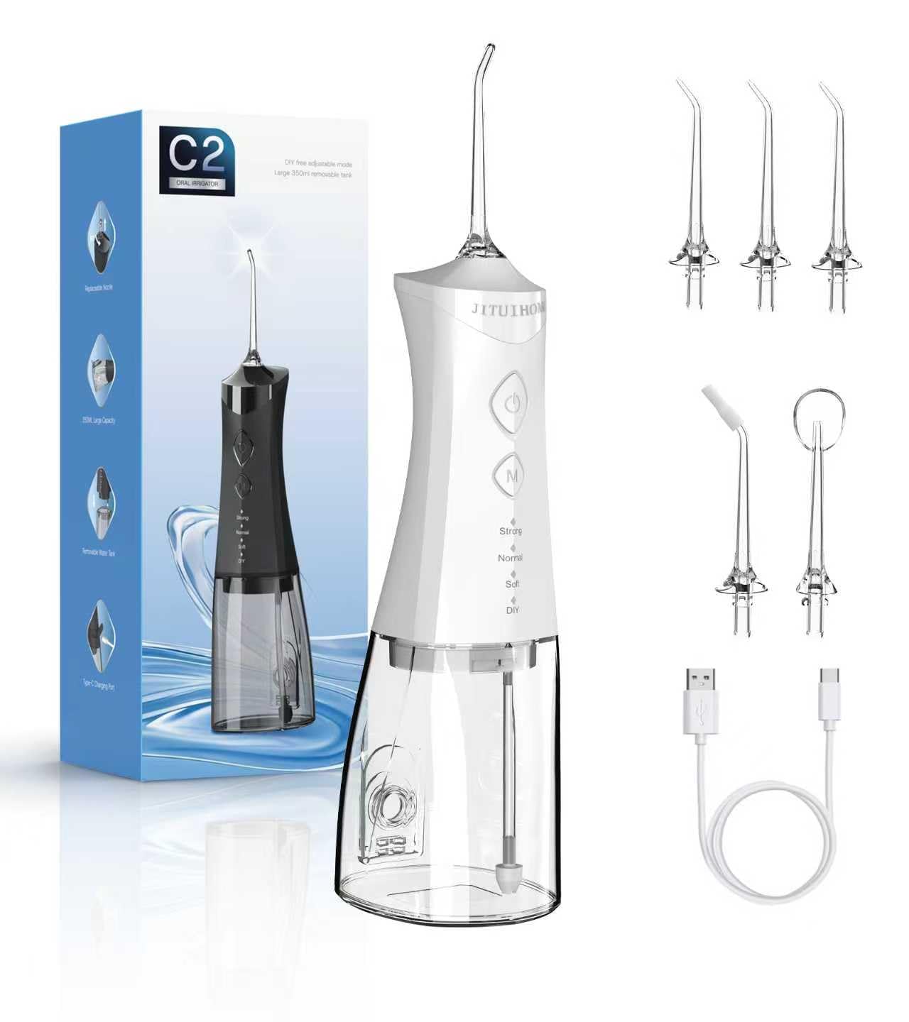 Cordless water dental flosser with 350ml tank