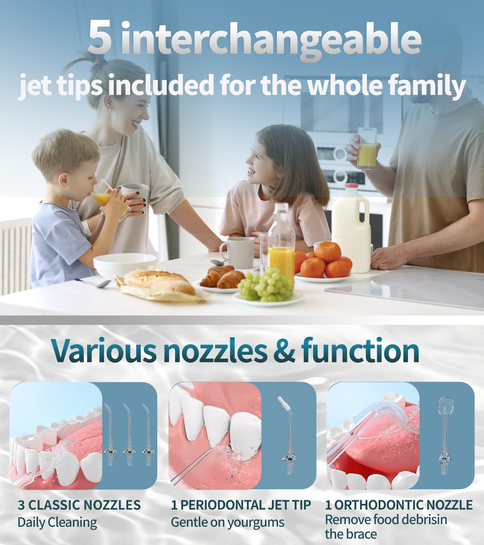 IPX7 waterproof water flosser in bathroom