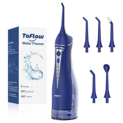 Front view of dark blue Water Dental Flosser Pick