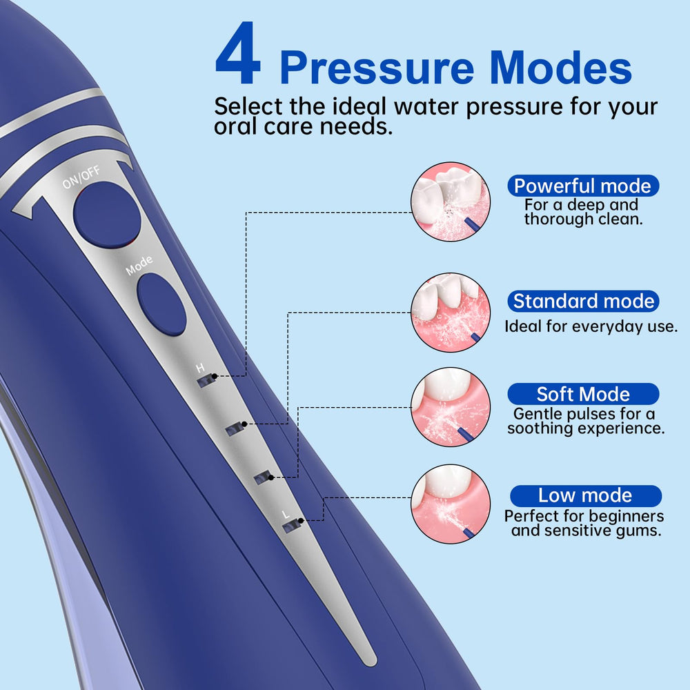 Side view of dark blue Water Dental Flosser Pick