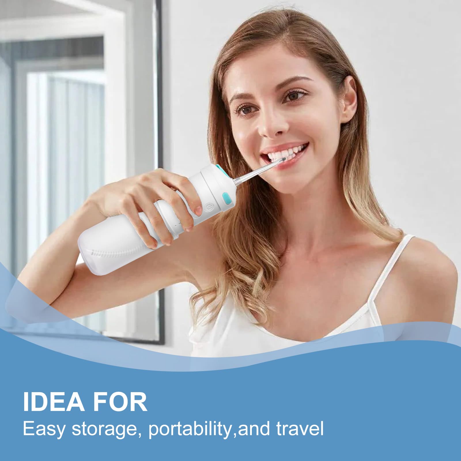 Water Dental Flosser in use with 360° nozzle