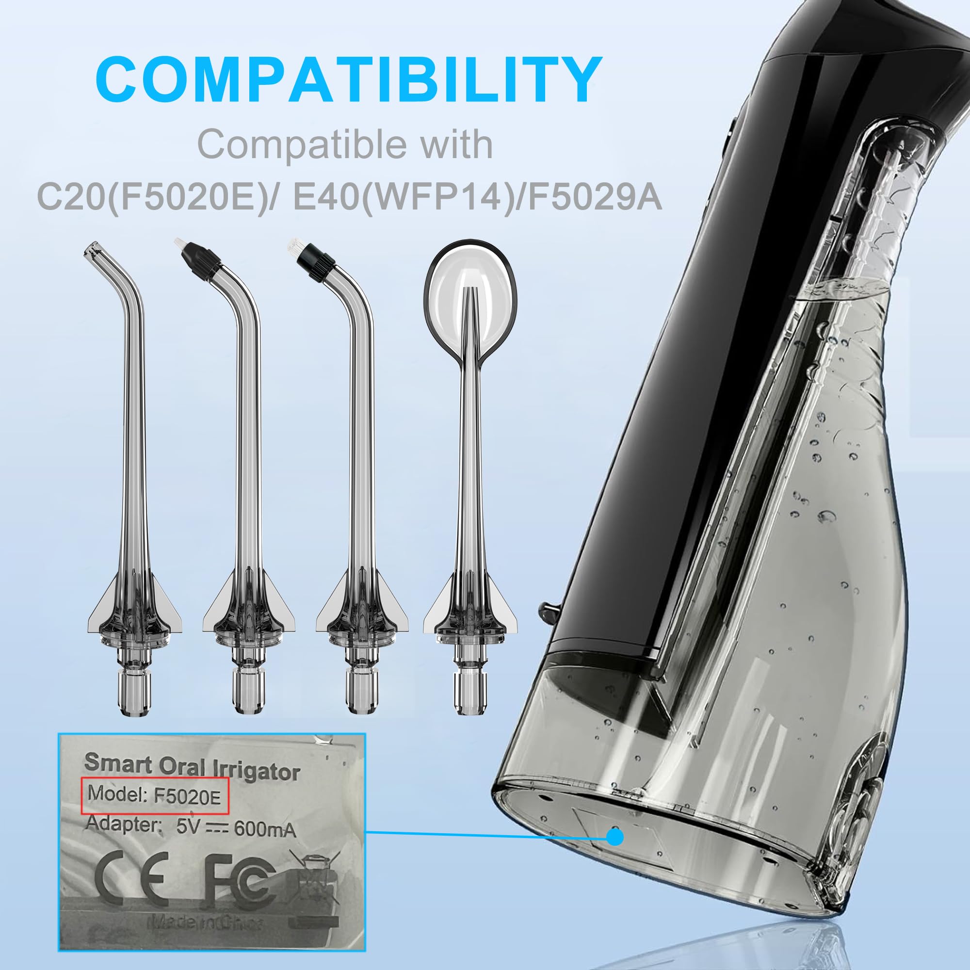 Close-up of Standard Jet Tip and Periodontal Tip for COSLUS flosser