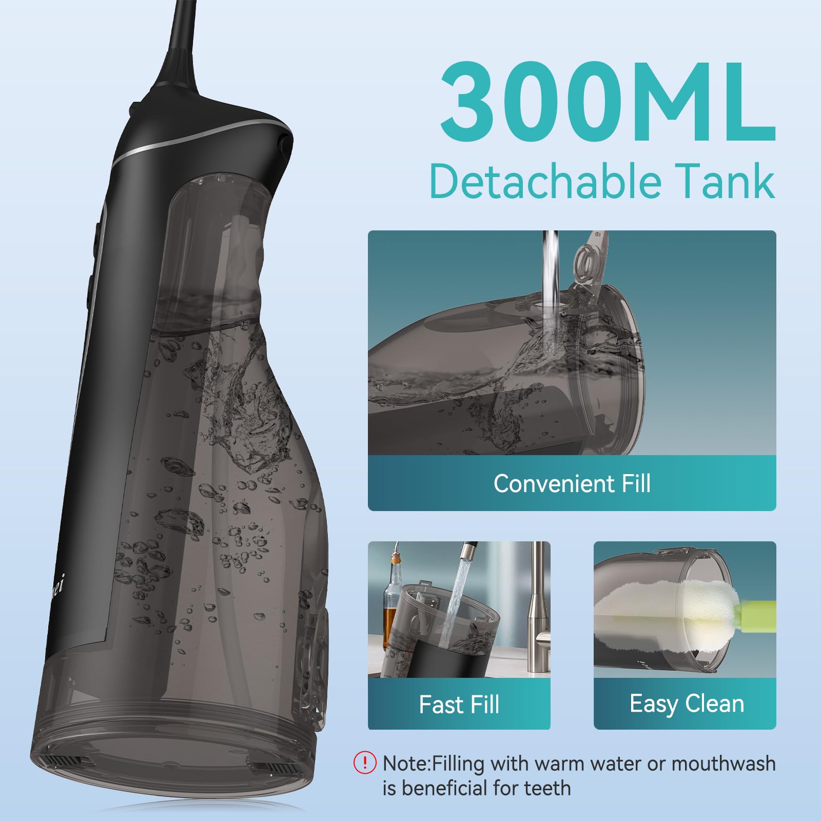 High-pressure water pulses up to 1800 per minute