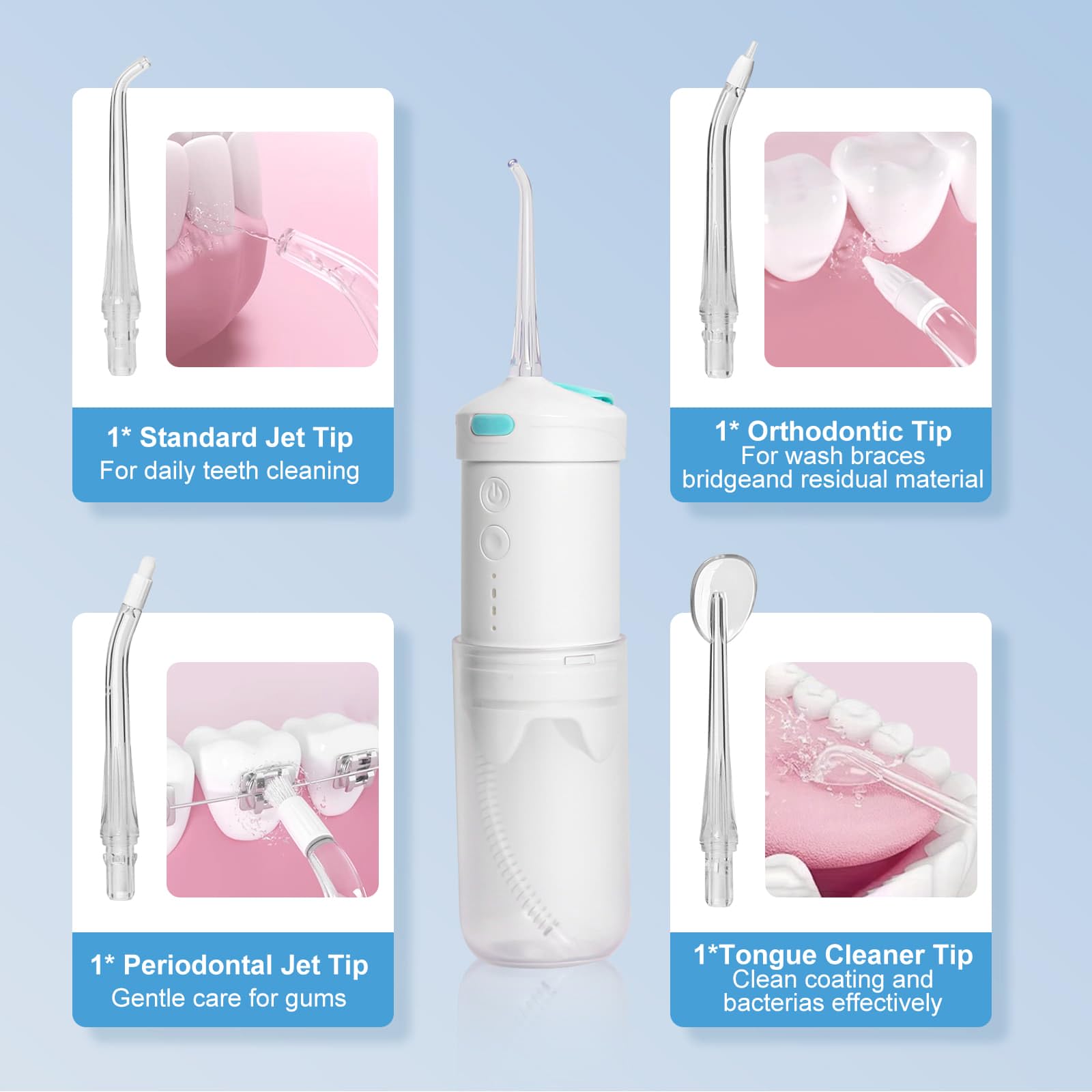 Four specialized tips for braces, implants, and bridges
