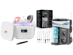 Water Dental Flosser and Ultrasonic Retainer Cleaner with 1000ML capacity and UV storage
