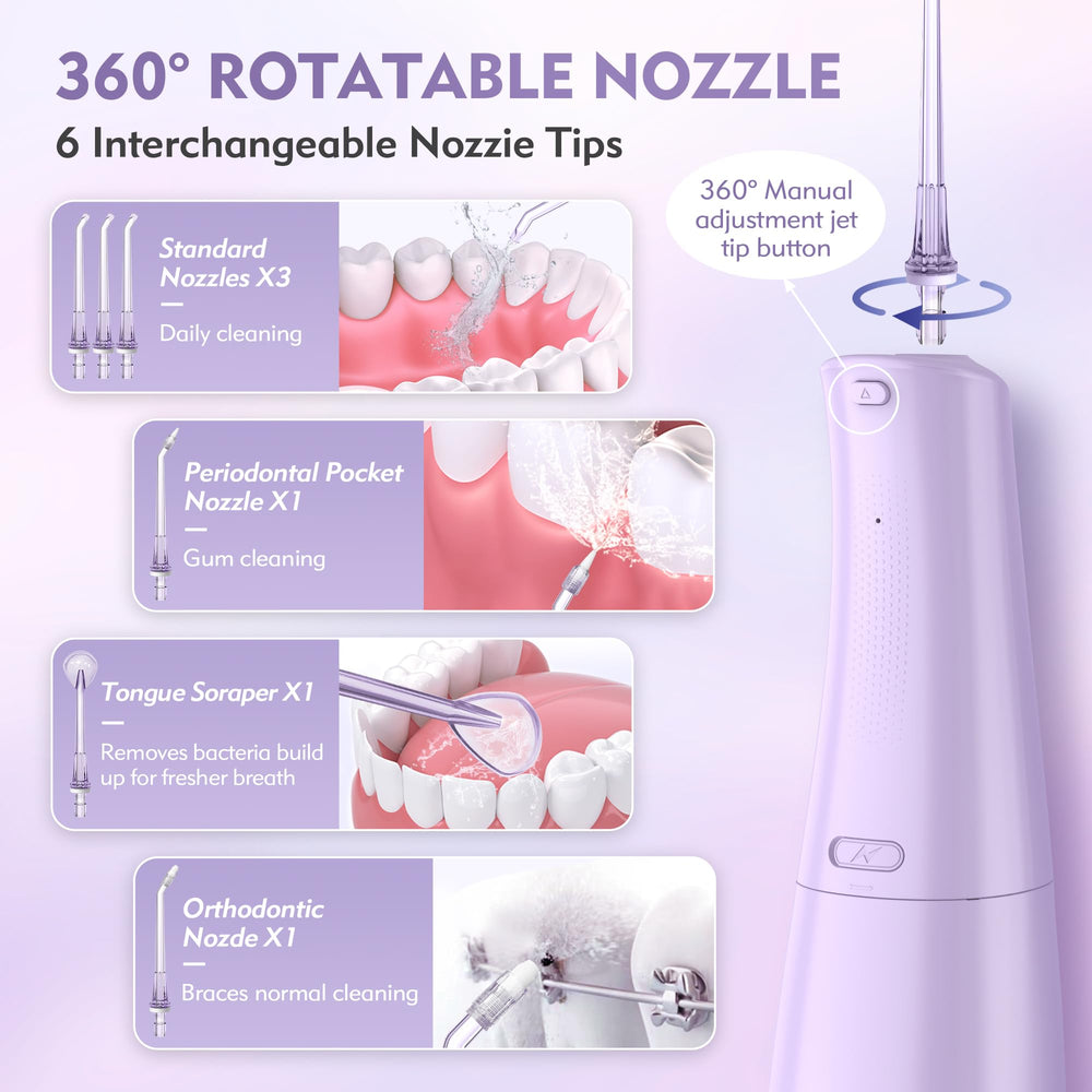 Cordless water flosser with 4 modes displayed