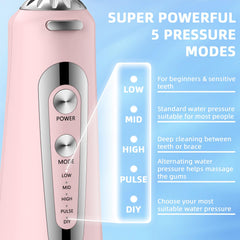 Pink water flosser packaging
