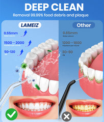 Water Flosser 300ML portable cordless dental irrigator in black – side view with nozzle