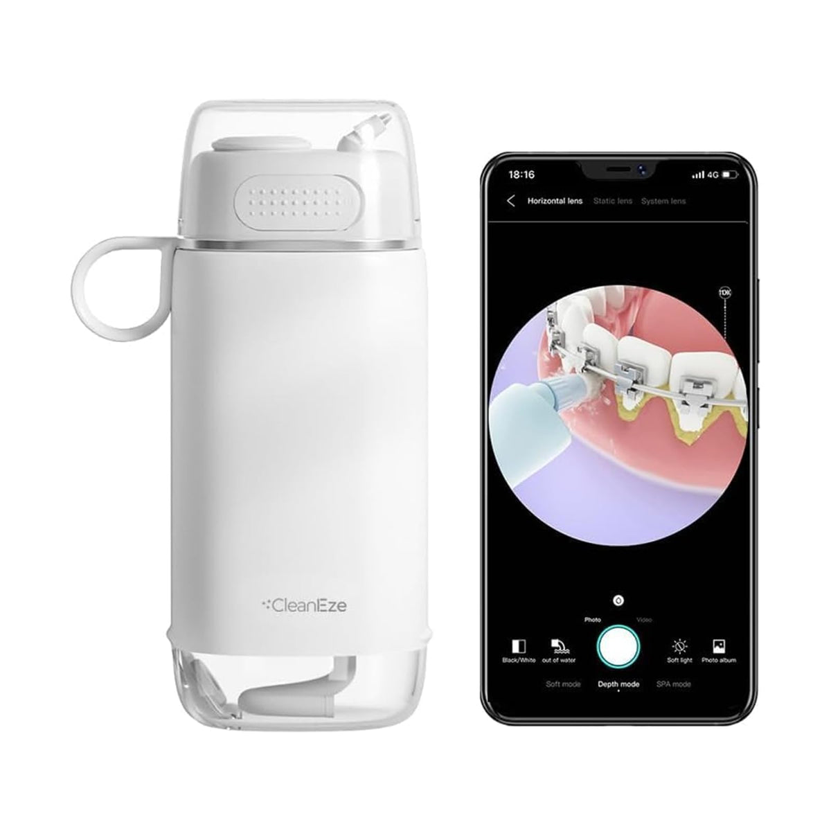 Water flosser with built-in 5MP camera front view