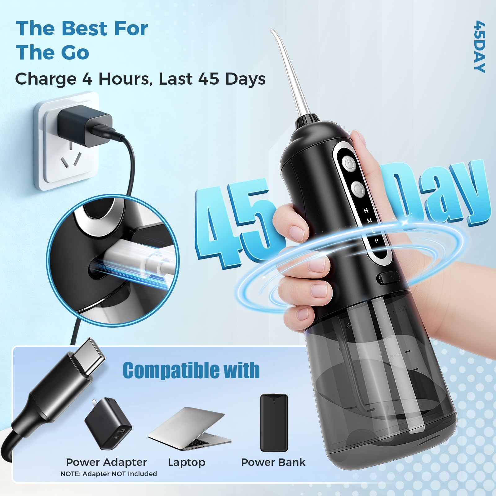 USB charging cable included for rechargeable use