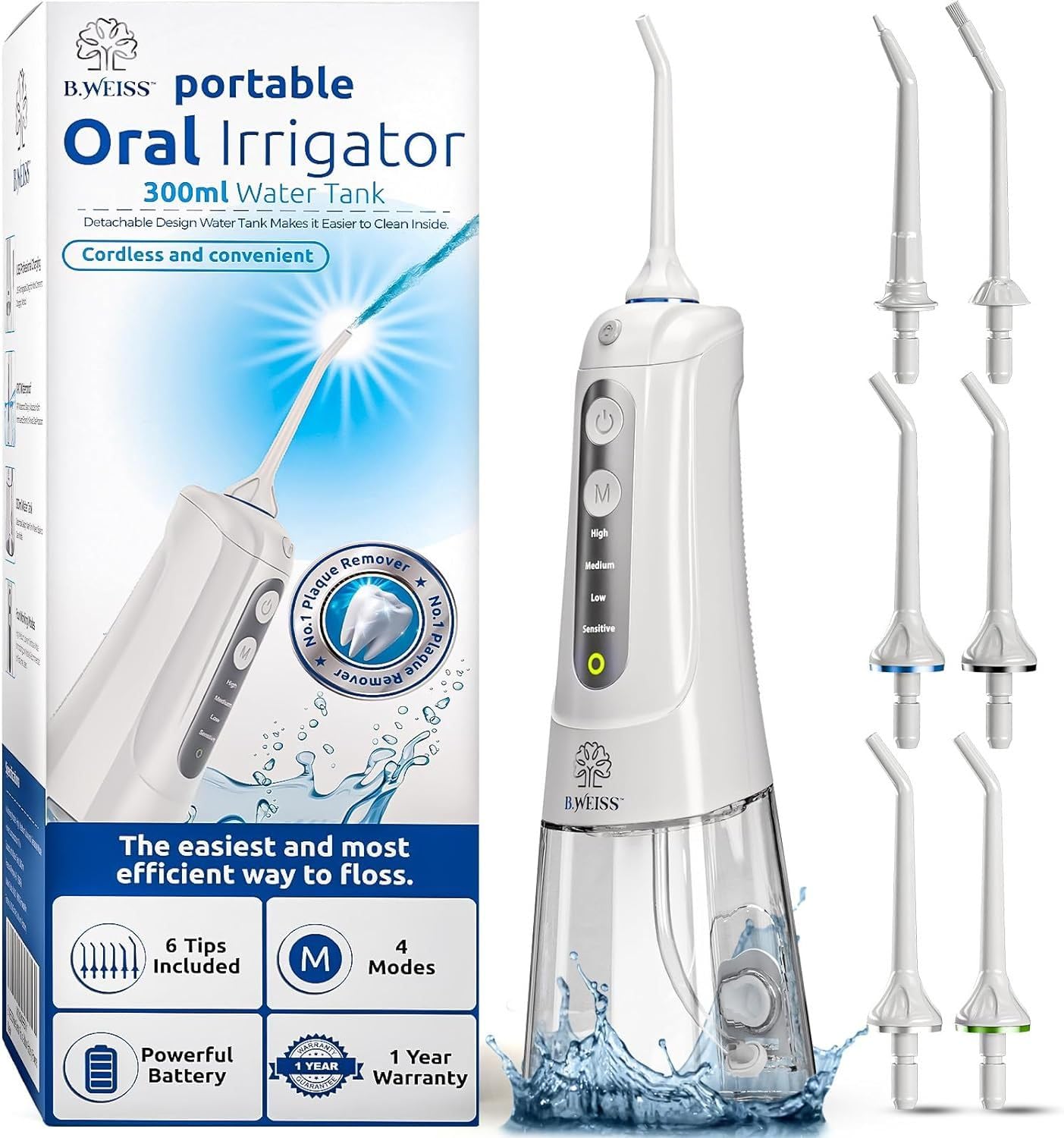 Porcelain white water flosser cordless pick for teeth