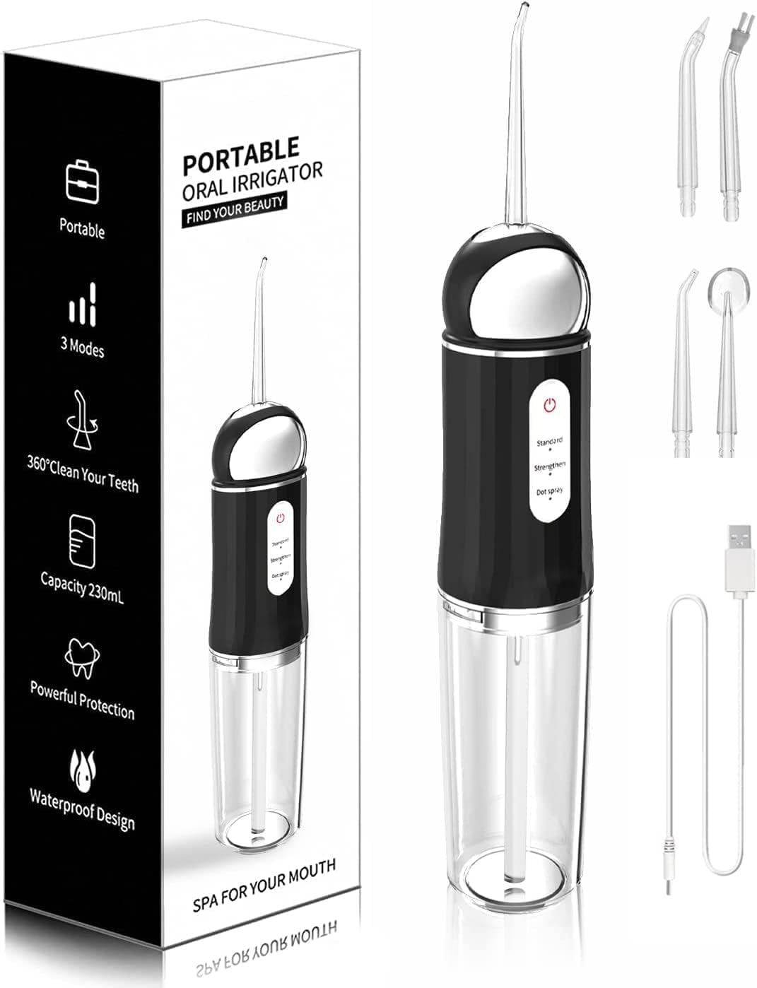 MAKJUNS Water Flosser Premium Black front view