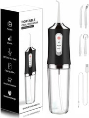 Water flosser cordless teeth cleaner in black, front view