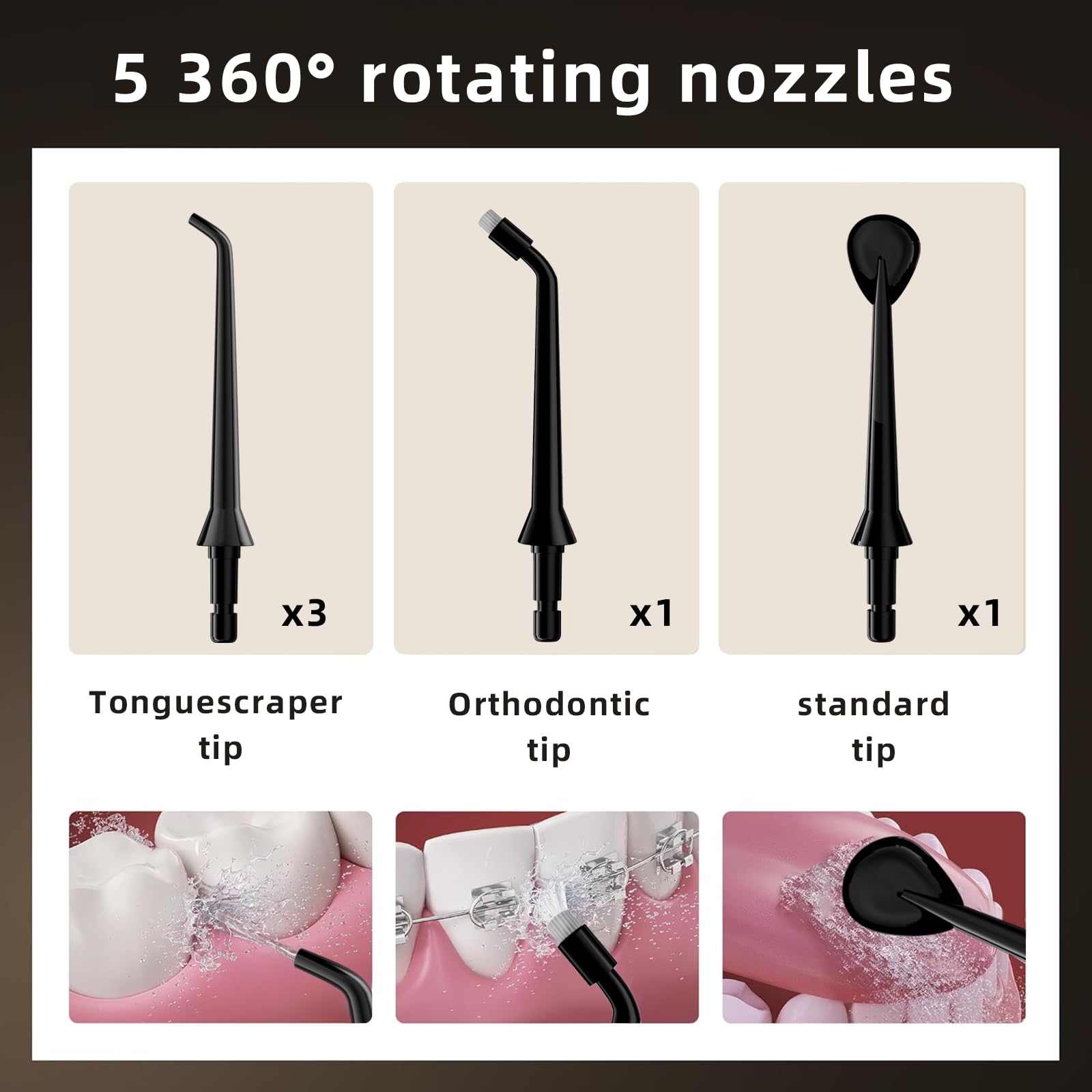 Cordless Water Flosser for travel in black