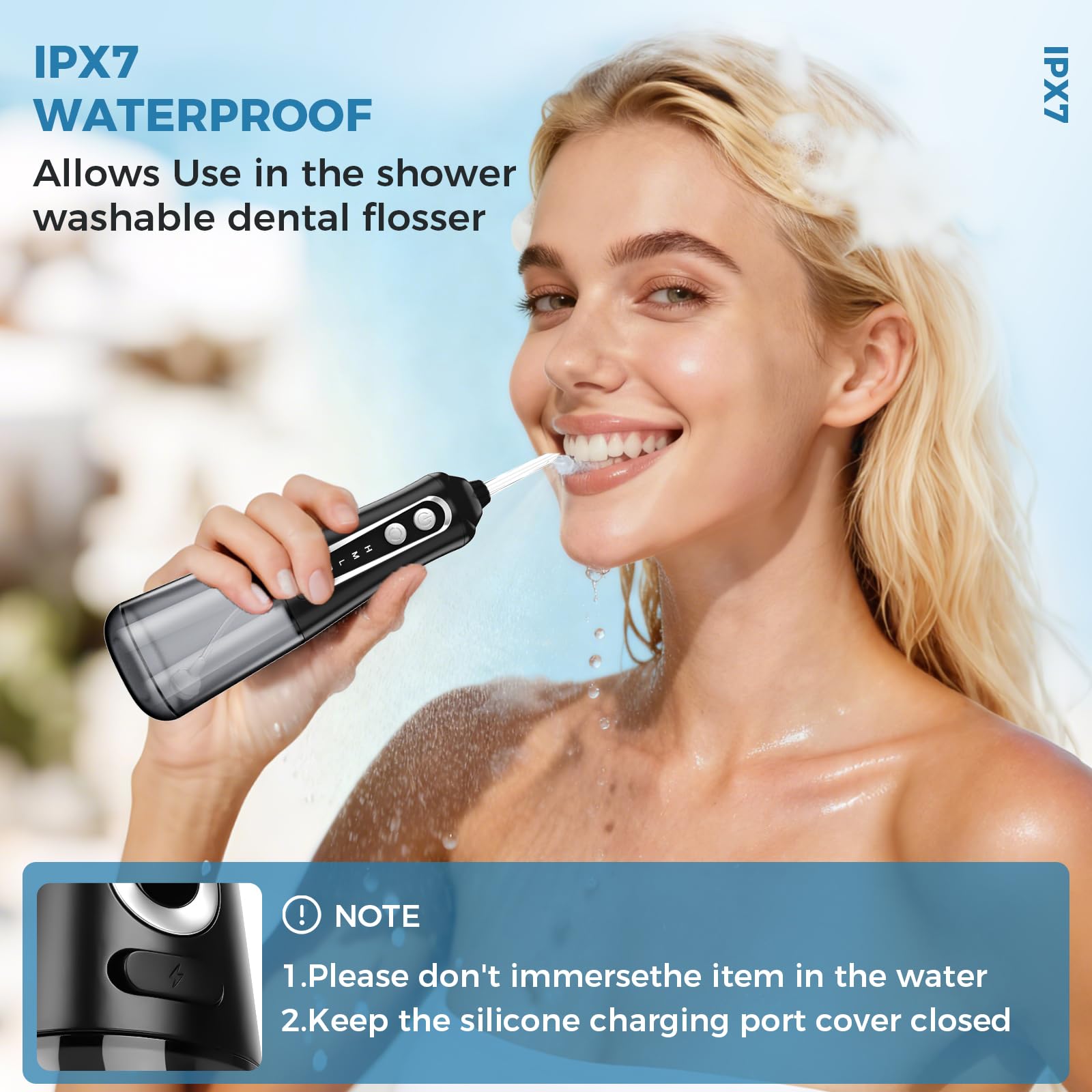 Safe for use in shower or bath with waterproof design