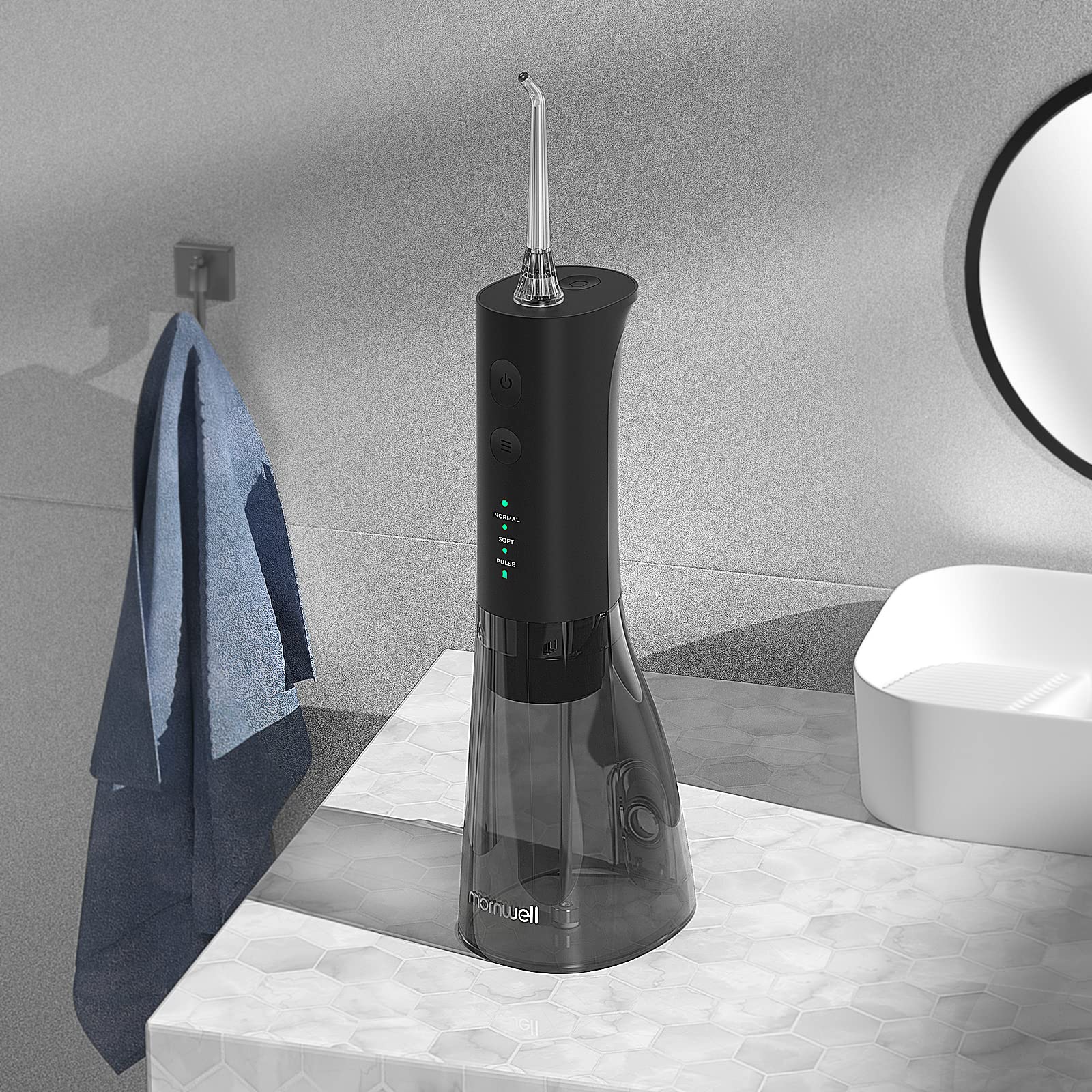 Water flosser in use for oral care
