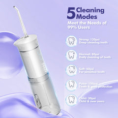 5 pressure modes for sensitive gums and braces including Soft and Strong modes