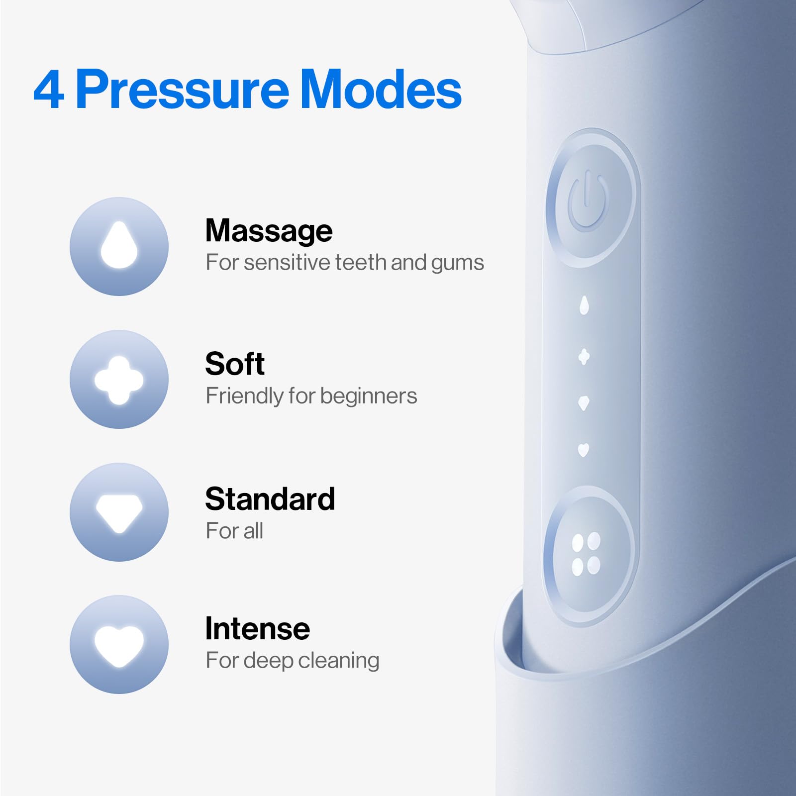Water flosser with four customizable modes close-up