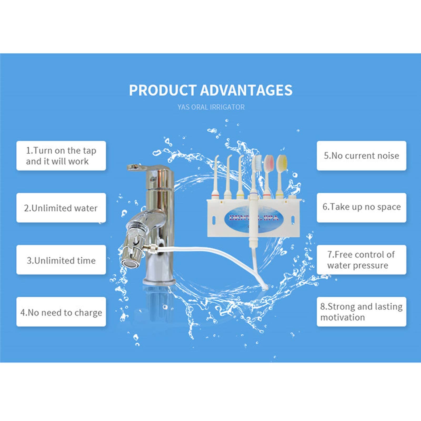 Non-electric, safe and quiet dental irrigator design