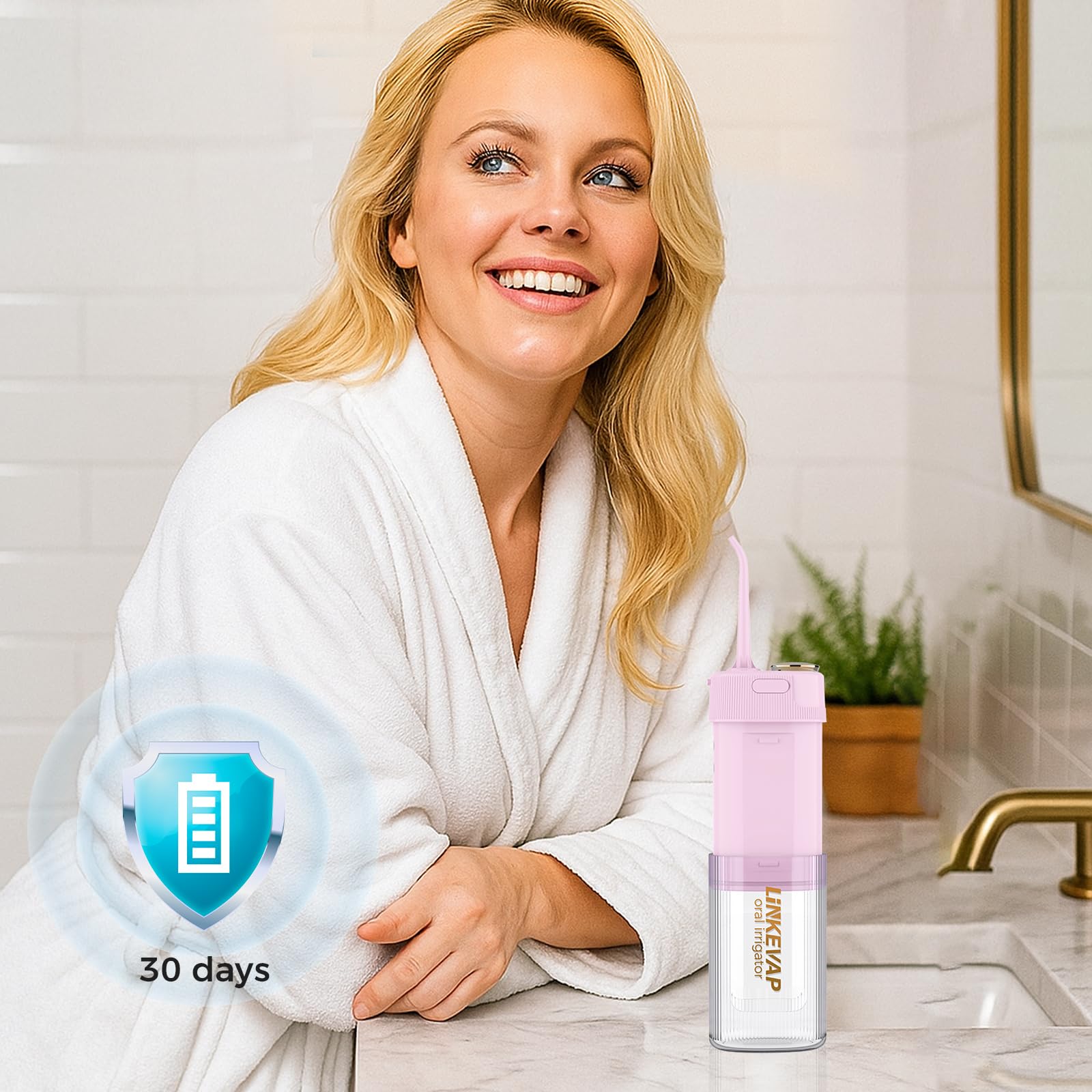 360-degree swivel nozzle on water flosser
