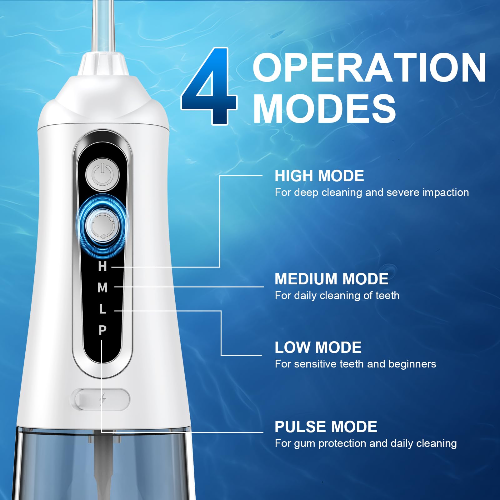 Four nozzles included for braces and general cleaning