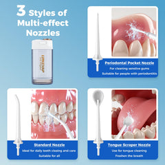Four interchangeable nozzles for versatile cleaning