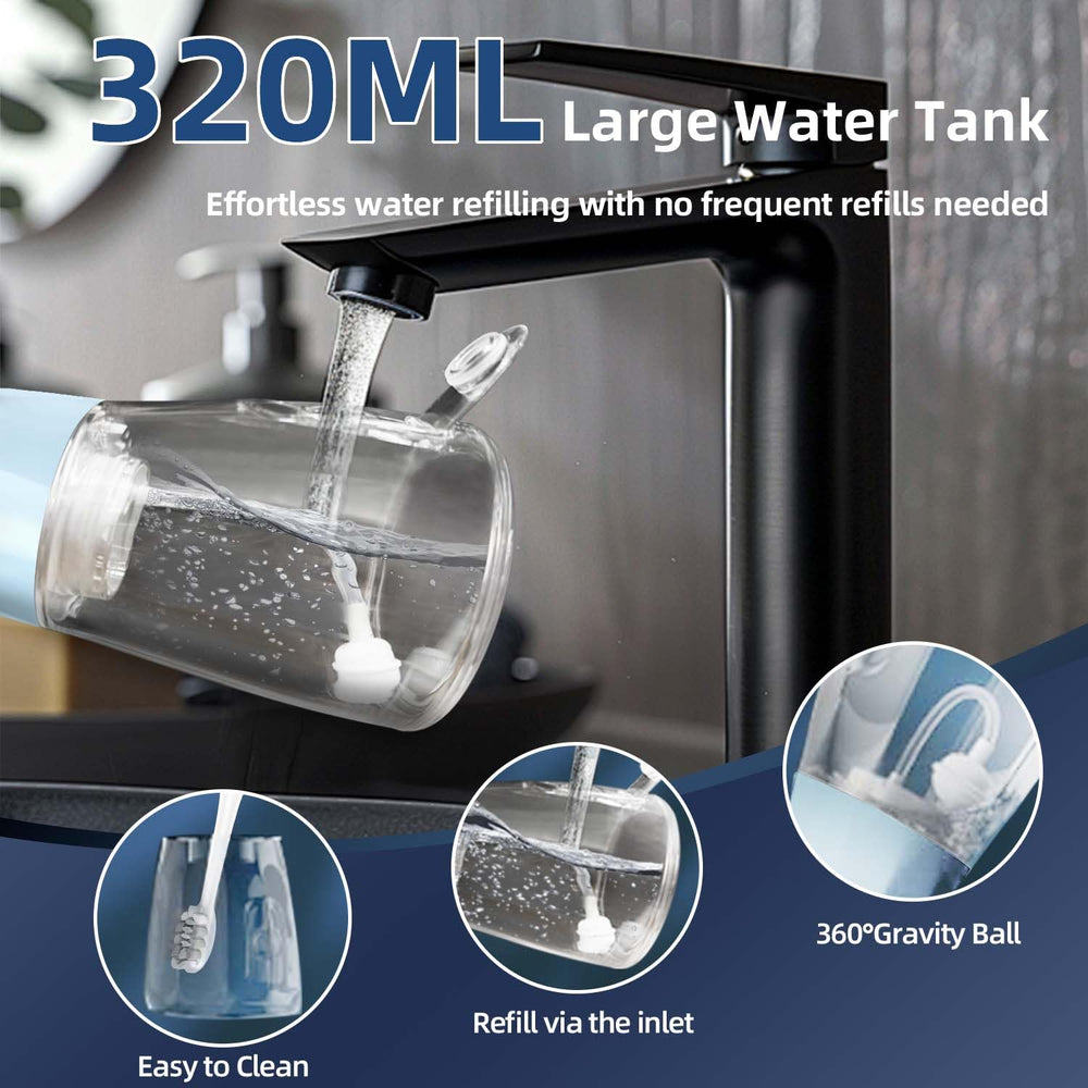 Close-up of the removable 320ml water tank on the Water Flosser