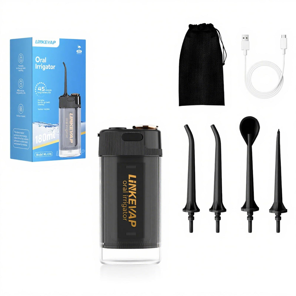 Portable water flosser with retractable 180ml tank and travel pouch