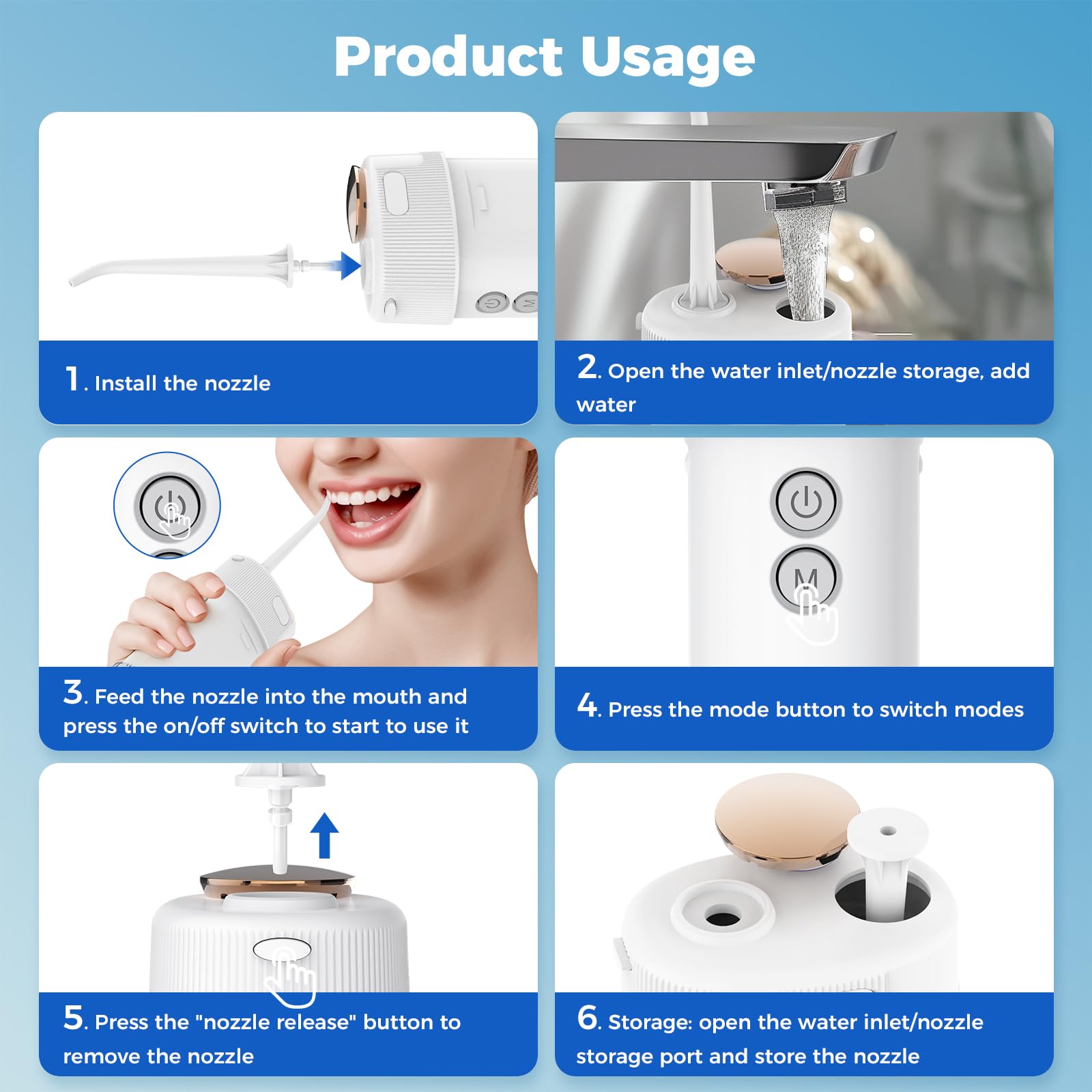 Water flosser with three modes and adjustable pressure