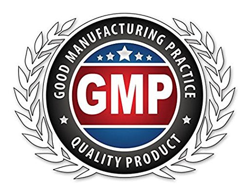 GMP certification and third-party testing badges on label