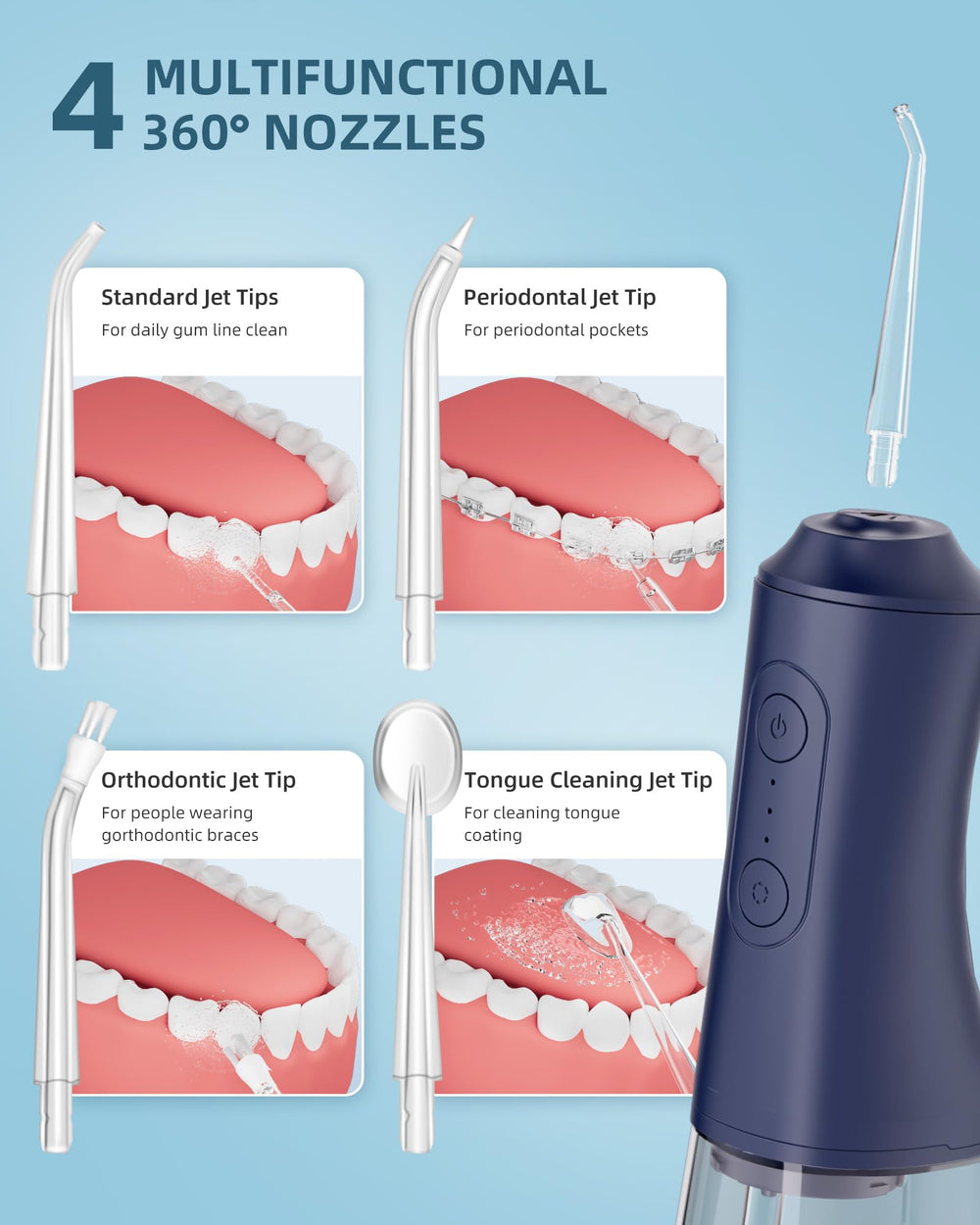 Water Dental Flosser Midnight Blue charging port