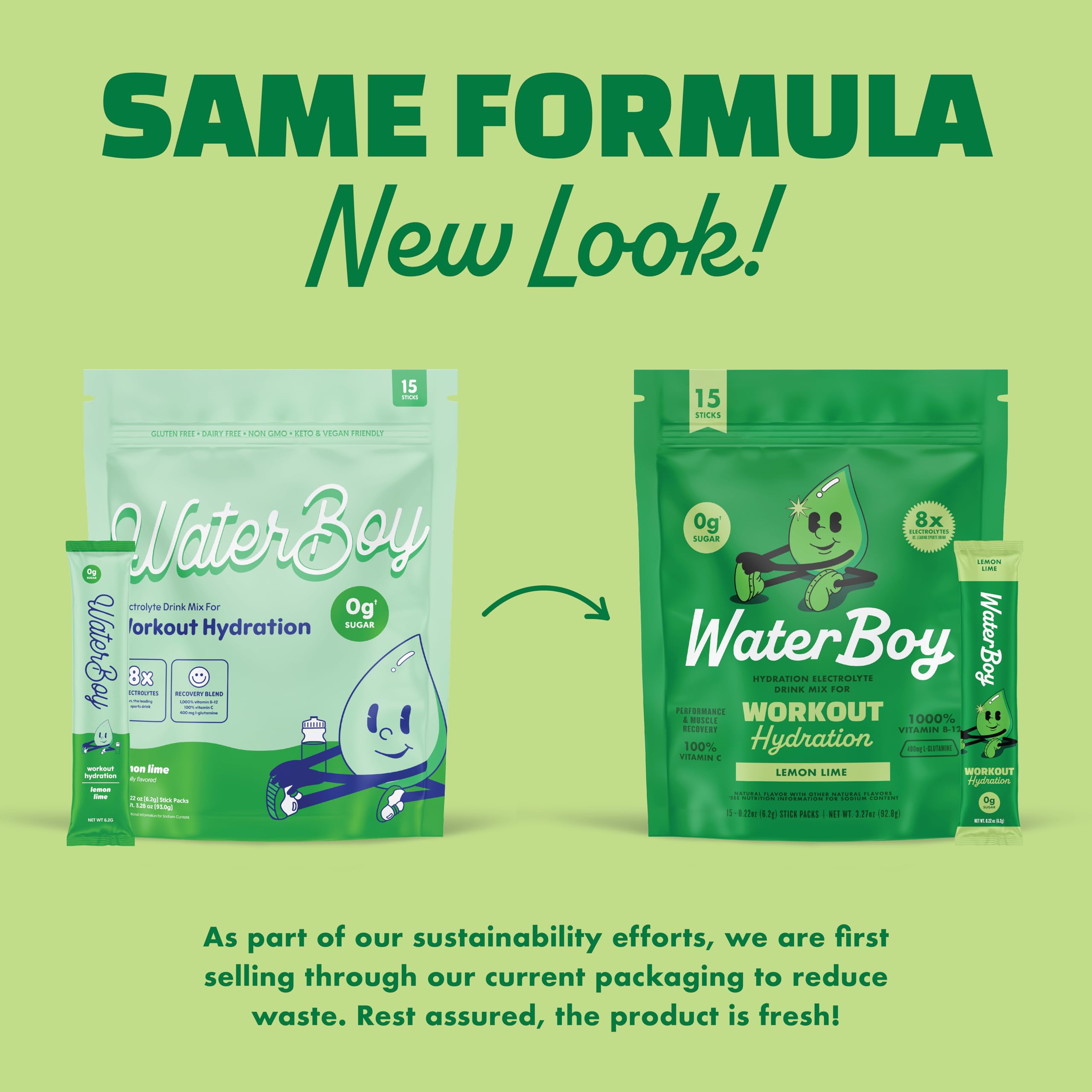 Waterboy hydration Lemon Lime stick pack display