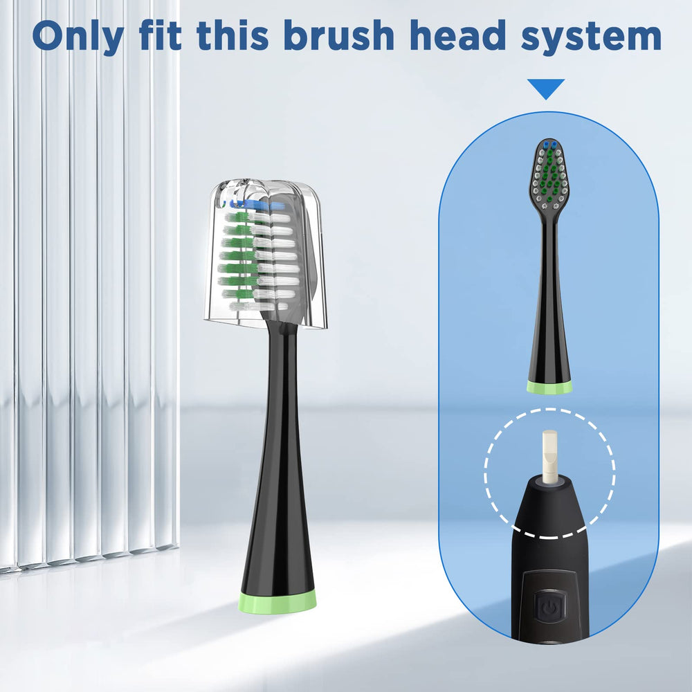 Blue reminder bristles fading from blue to white on Waterpik heads