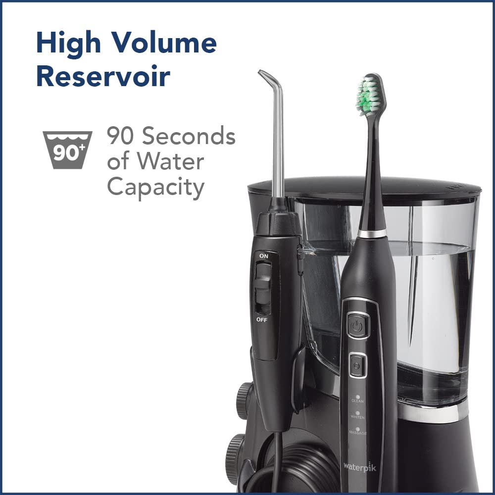 Compact bathroom setup featuring Waterpik Complete Care