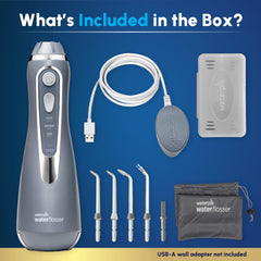 360-degree tip rotation on Waterpik Cordless Advanced 2.0 in gray