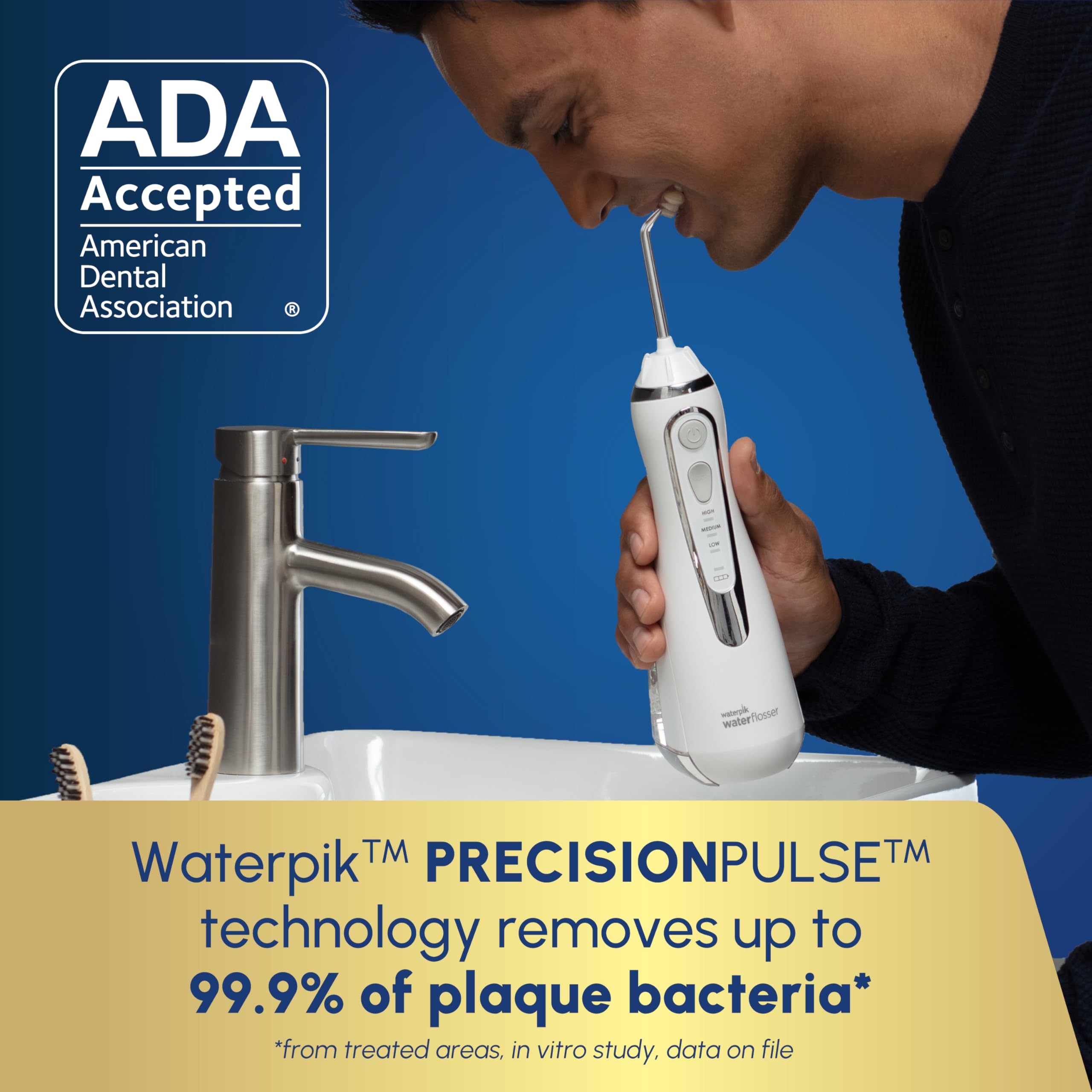 Right angle view of Waterpik Cordless Advanced 2.0 WP-580