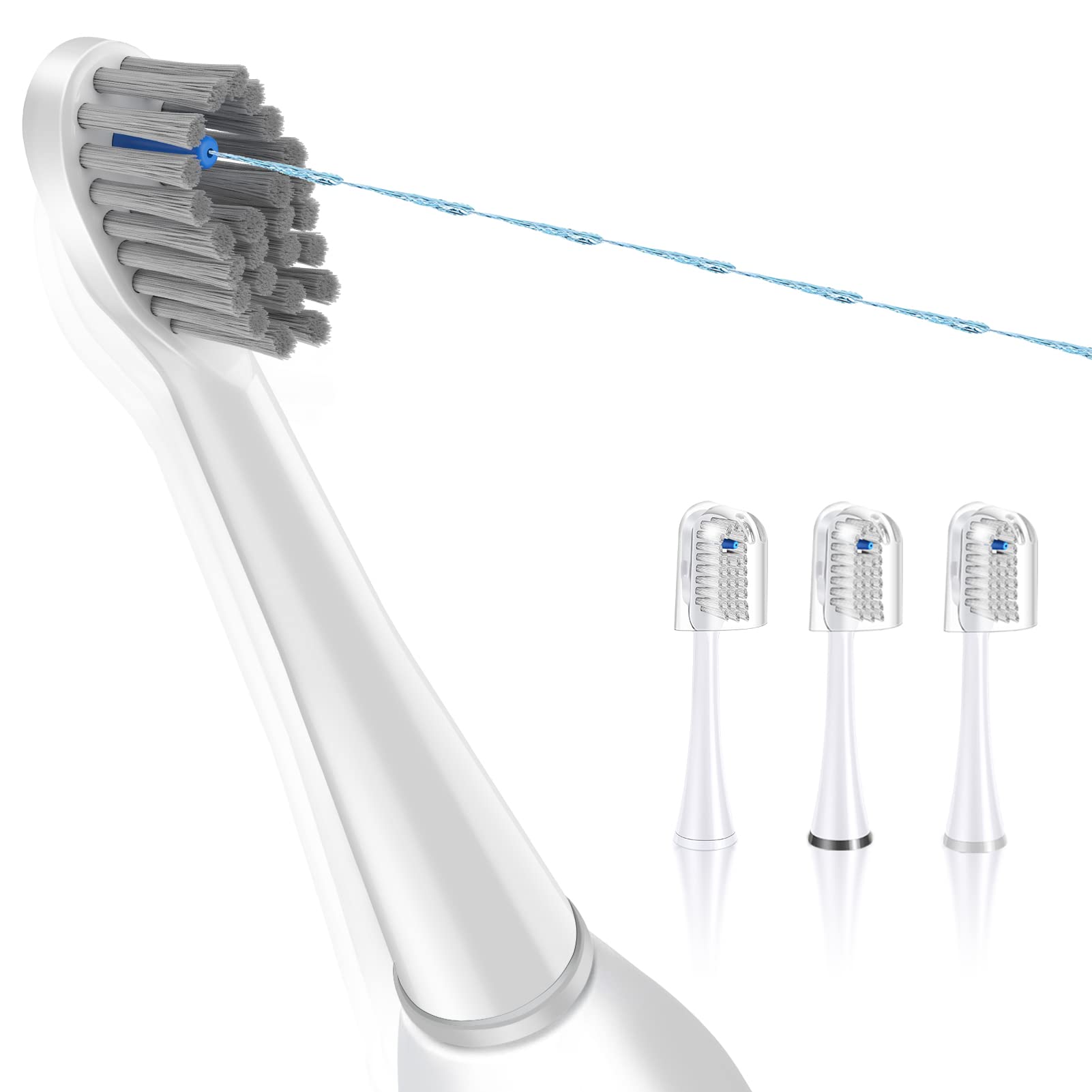 Waterpik flossing toothbrush head replacement 3-pack white - front view