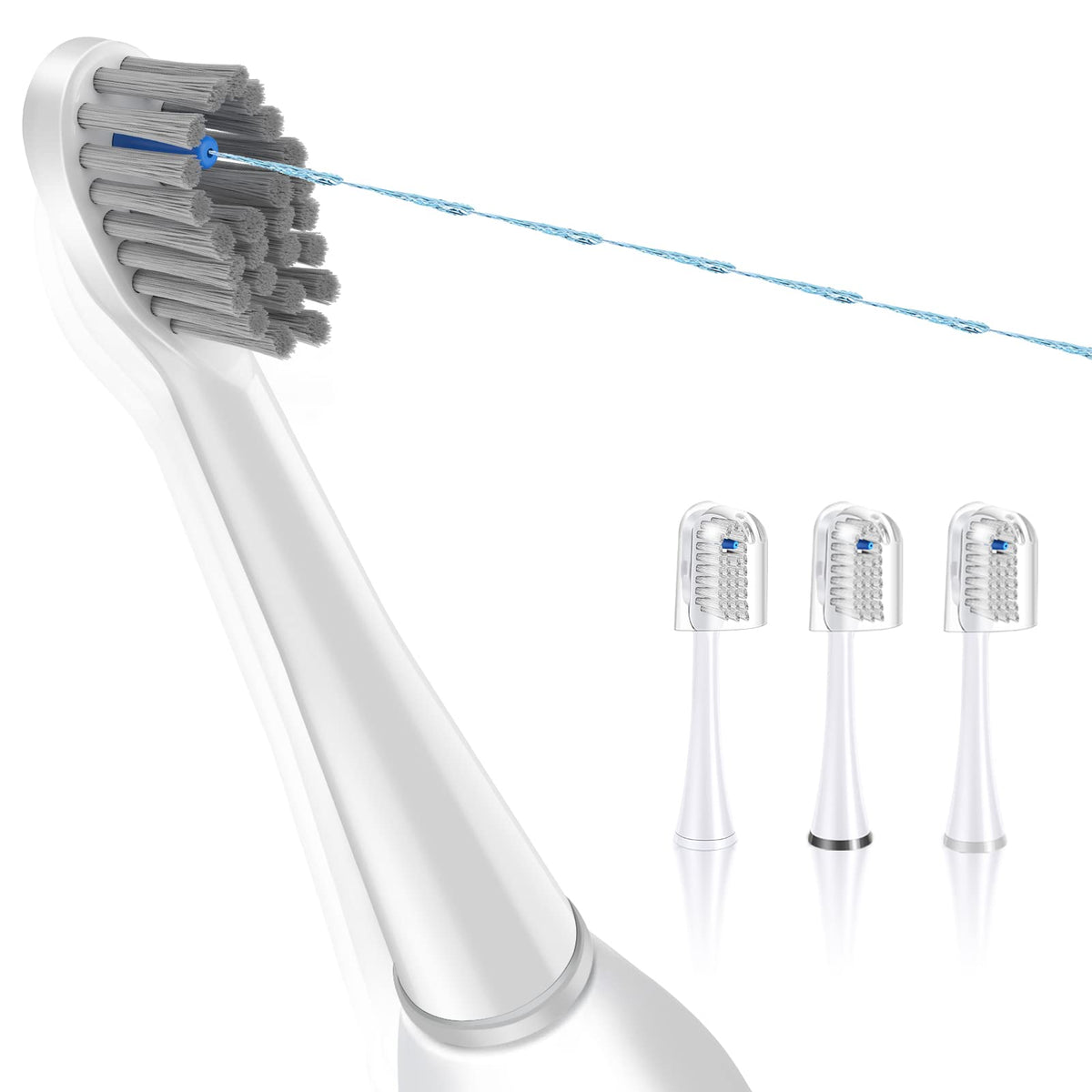 Waterpik flossing toothbrush head replacement 3-pack white - front view