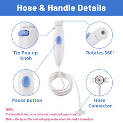 Close-up of pause button on replacement Water Flosser handle
