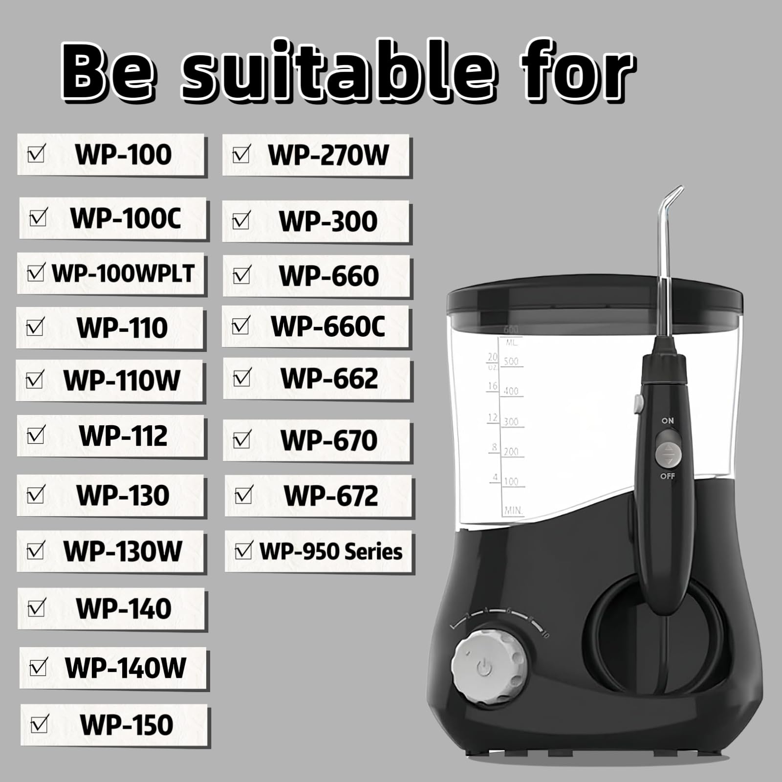 Waterpik WP-series compatible replacement parts close-up